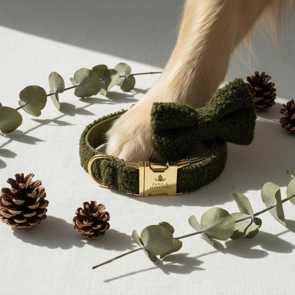 The Bouclé Bow Collar Set | Evergreen
