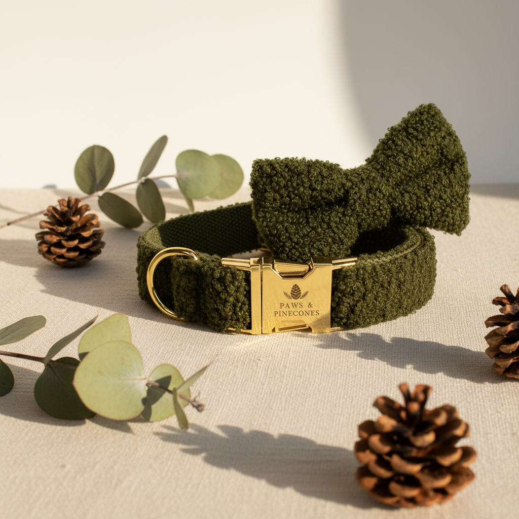 The Bouclé Bow Collar Set | Evergreen