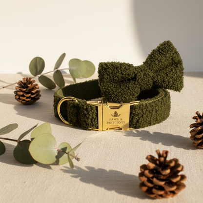 The Bouclé Bow Collar Set | Evergreen