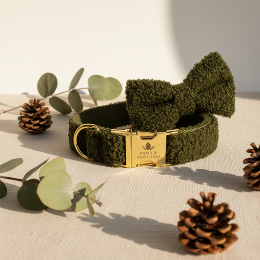 The Bouclé Bow Collar Set | Evergreen