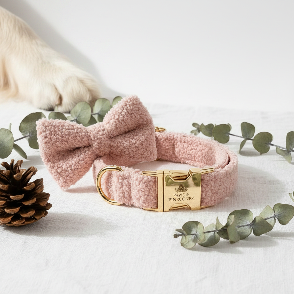 The Bouclé Bow Collar Set | Antique Rose