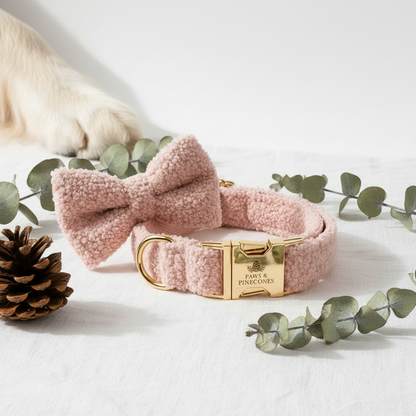 The Bouclé Bow Collar Set | Antique Rose
